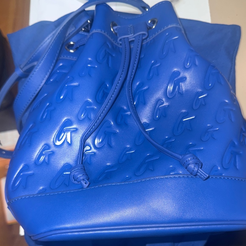 Glamaholic Blue Embossed Bucket Bag